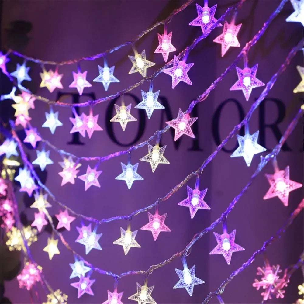 Battery Power Star String Lights Led Fairy Light Christmas Garland for New Year Wedding Party Camping Home Decoration Ramadan