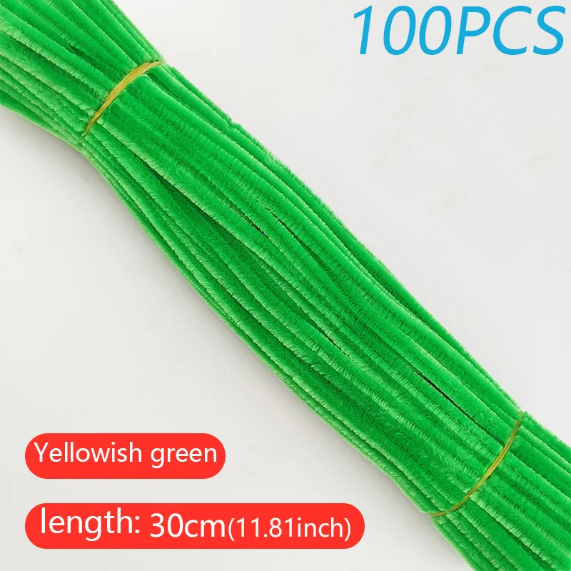 100PCS Colorful Twisted Rod DIY Handcraft Bar Wire Imaginative Wool Root Fluffy Bar Iron Wire Sticks Art Kids Educational Toys
