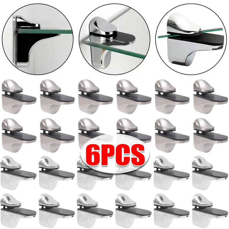 Zinc Alloy Glass Shelf Bracket Wall Mounted Bathroom Support Shelf Brackets Holder Adjustable Wooden Bookshelf Glass Clamps