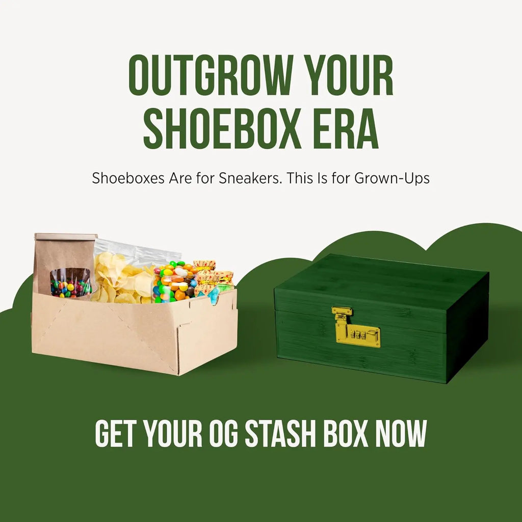 Large Bamboo Storage Box with Lock, Magnetic Lid, Organizer Tray, Jars & Brush - Portable Wooden Decorative Kit in Green/Gold