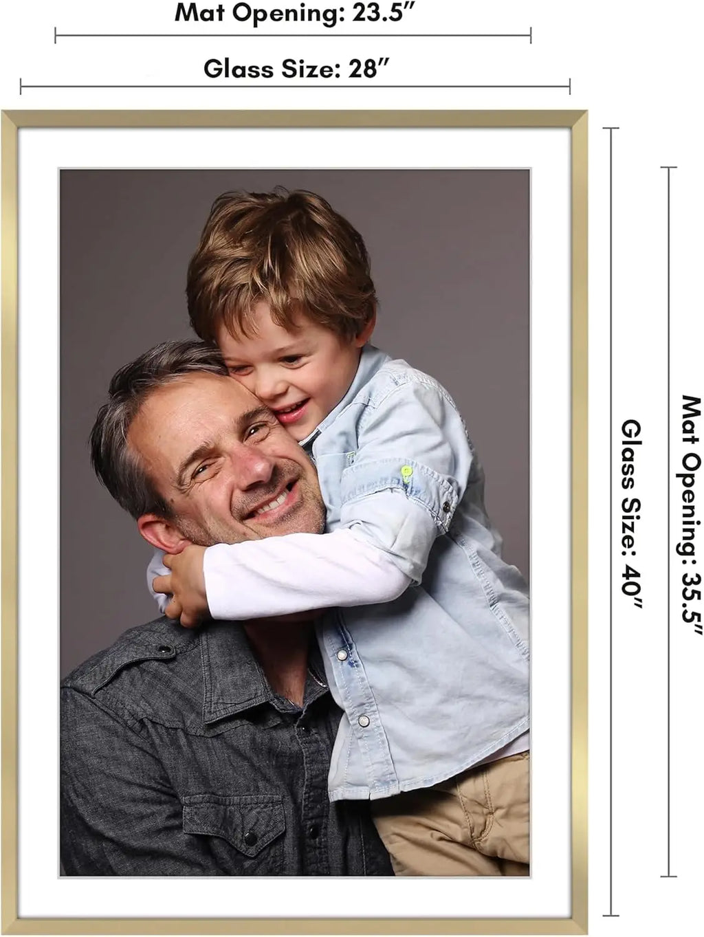 28x40 Poster Frame with Polased Plexiglass - Thin Border Gold Frame for Wall - Display 24x36 or 28x40 Photos