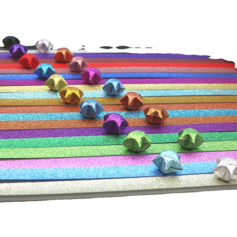140 Sheets Glitter Paper Origami Stars Paper Strips Lucky Star Decoration Folding Paper Origami for Hand Arts Make Home Decor