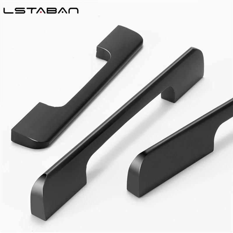 Black Aluminum Alloy Security Door Handles American Style Lengthen Cabinet Door Handle Modern Decorative Drawer Flush Handles