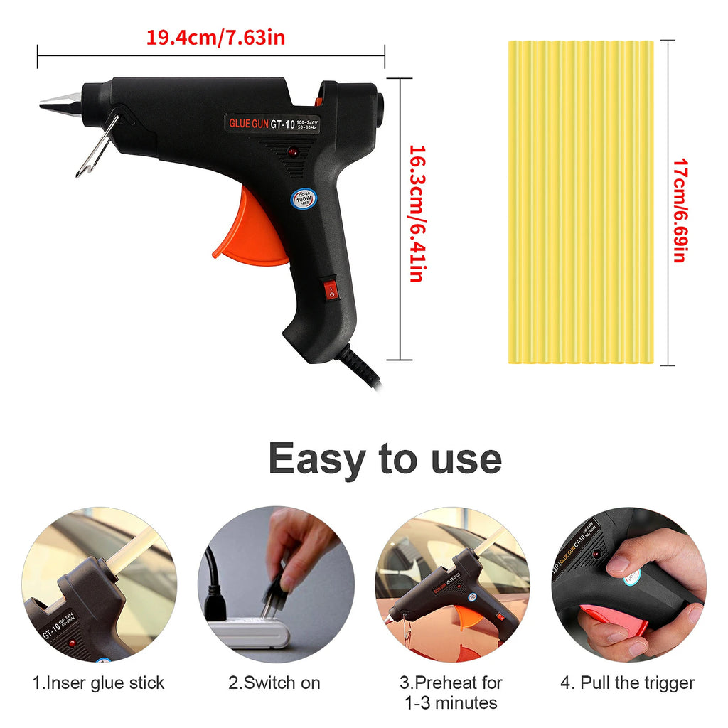 Super PDR 100W Hot Melt Glue Gun Electric Repair Tool Temperature Thermo Kit Household Industrial DIY Craft with 11mm Glue Stick