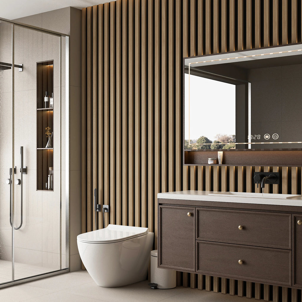 Art3d  4-Panels, Textured Wood-Look 3D Wall & Ceiling Tiles Noise Insulating MDF Grille Design,Acoustic Panels, 24" x 12"