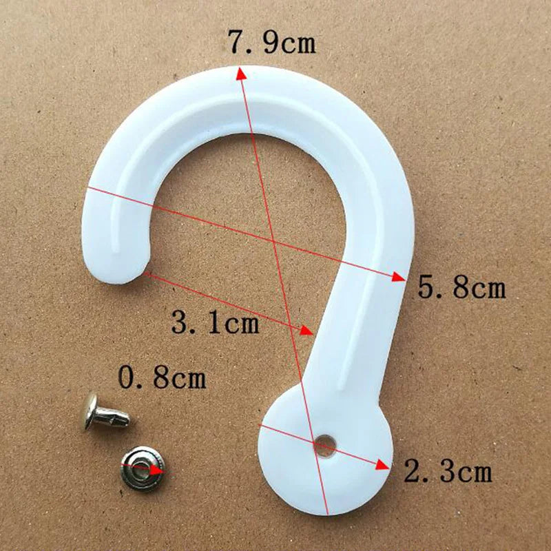 100pcs Big Plastic Header Hooks With Rivets Fabric Leather Sample Head Hanger Giant Hanging J-hook Secured Display Hooks