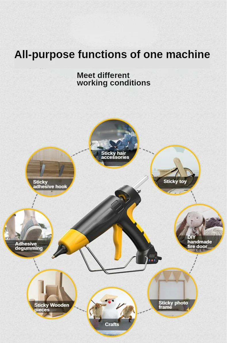 800W Professional Hot Melt Glue Gun Digital Adjustable Temperature Copper Nozzle 11 Mm Glue Sticks Industrial Tools Silicone Gun