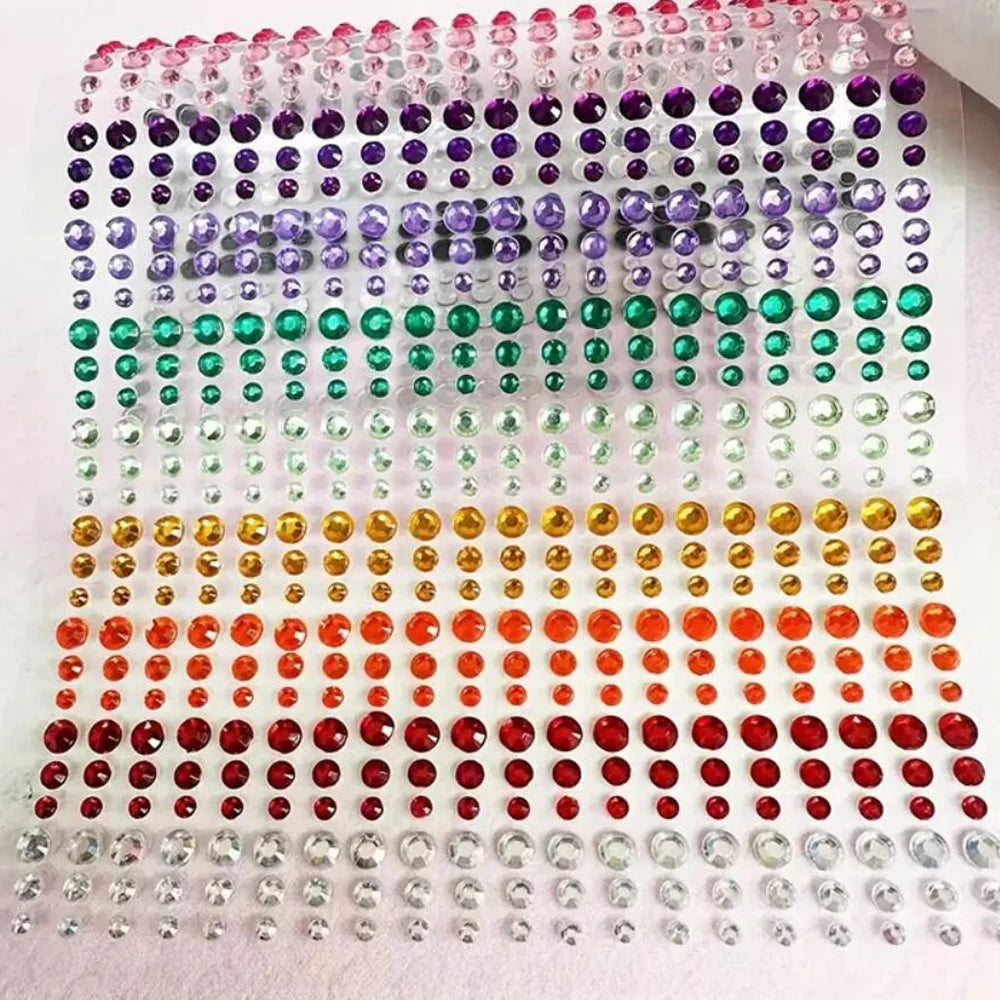 1sheet 900pcs Rainbow Face Glittle Gem Stickers Stick-On Facial Tattoo Eye Rhinestone Jewels  Mix Wedding Party Make Up