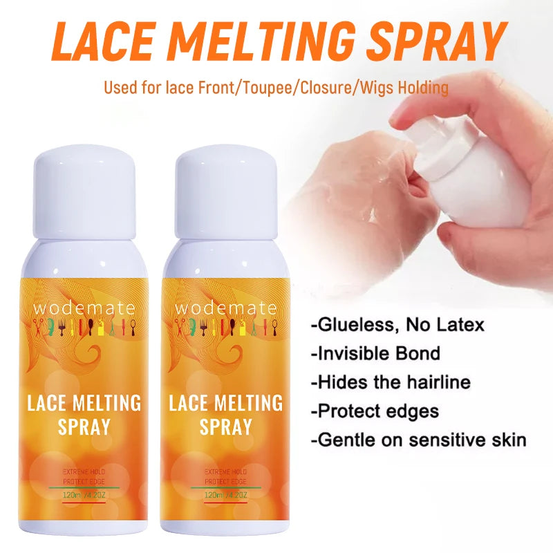 120ML Lace Melting and Holding Spray Glue-Less Hair Adhesive for Wigs, Strong Natural Finishing Hold with Control