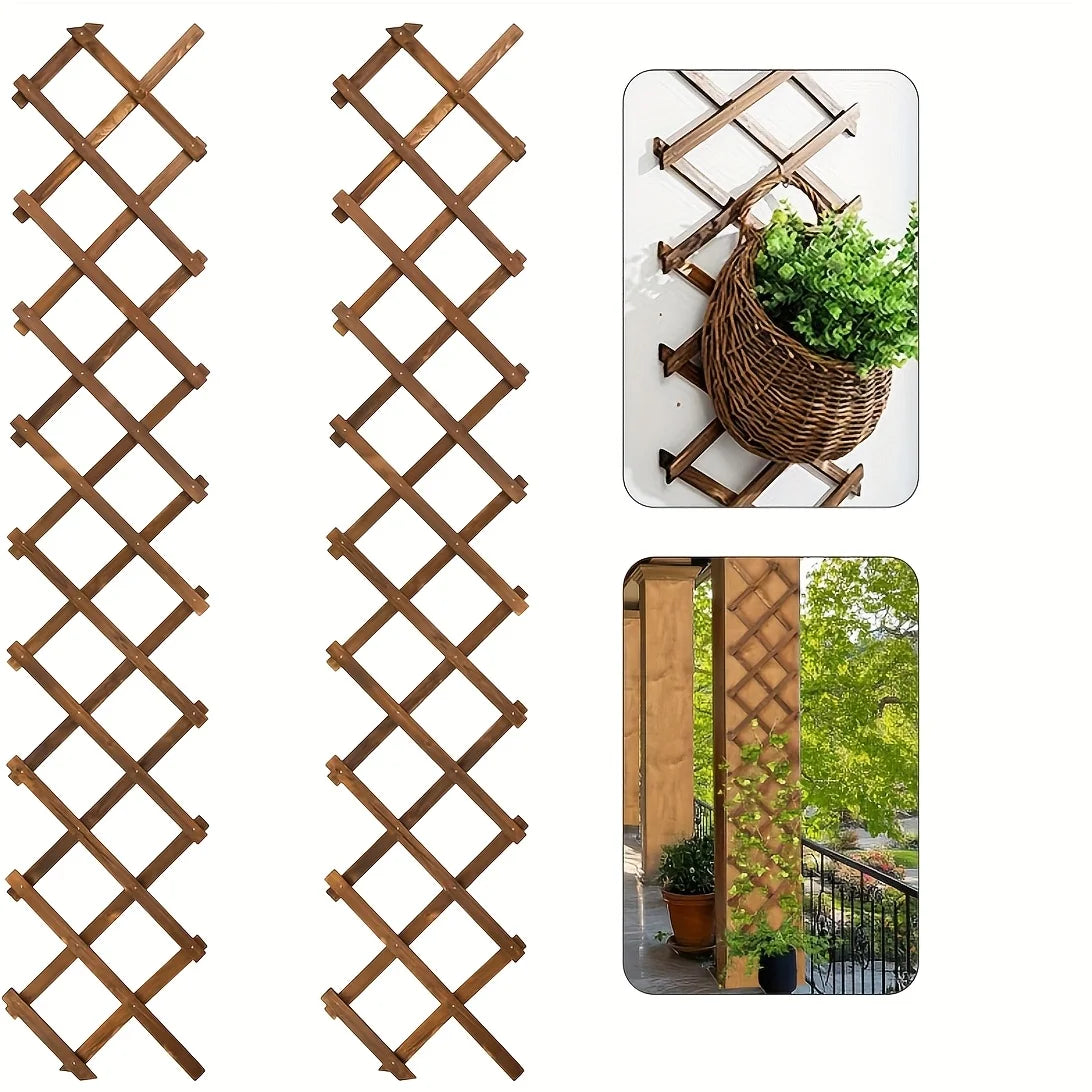 2 Pack Extra Thick Wooden Wall Trellis- Expandable Wall Planter Lattice Panels for Climbing Plants