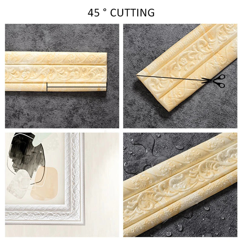 3D Self-adhesive Waist Line Wall Stickers 230cm DIY Background Wall Border Skirting Line Stickers Waterproof Strip Stickers