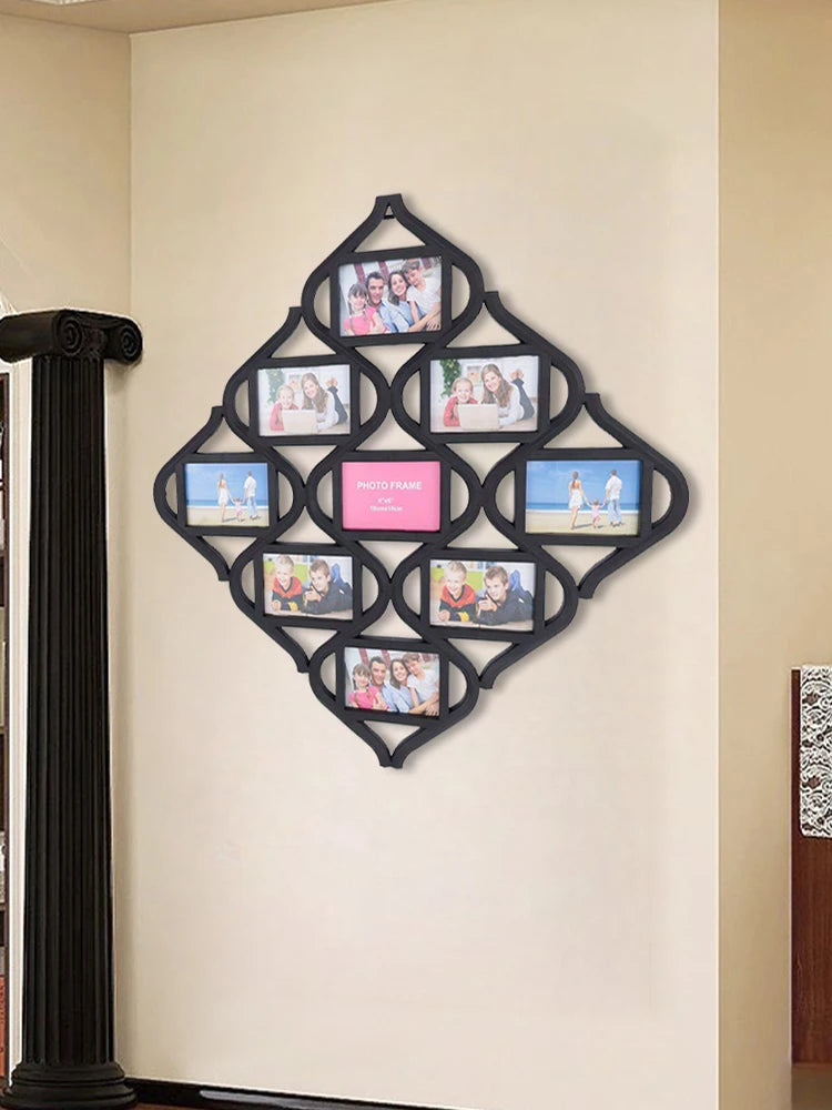 4x6In Wall Photo Frame Collage Reusable 9 Grid Photo Frame Creative Photo Frame for for Wall Decoration and Photo Display