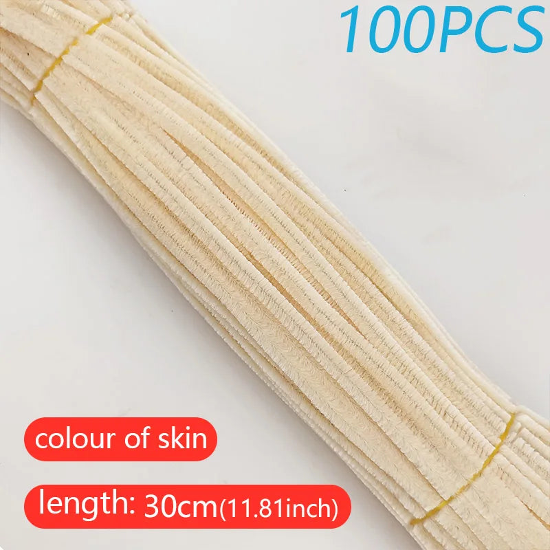 100PCS Colorful Twisted Rod DIY Handcraft Bar Wire Imaginative Wool Root Fluffy Bar Iron Wire Sticks Art Kids Educational Toys