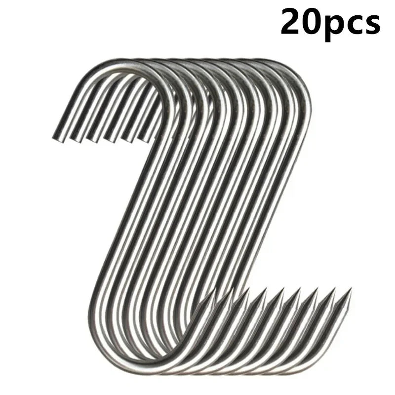 Stainless Steel S-hook With Pointed Tip Meat Hanger Hook Baking Tools for Butcher Shop Kitchen Hooks Home Storage Organization