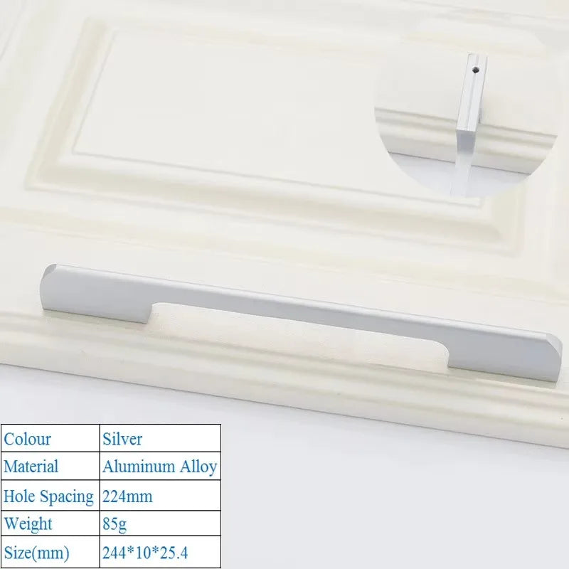 Black Aluminum Alloy Security Door Handles American Style Lengthen Cabinet Door Handle Modern Decorative Drawer Flush Handles