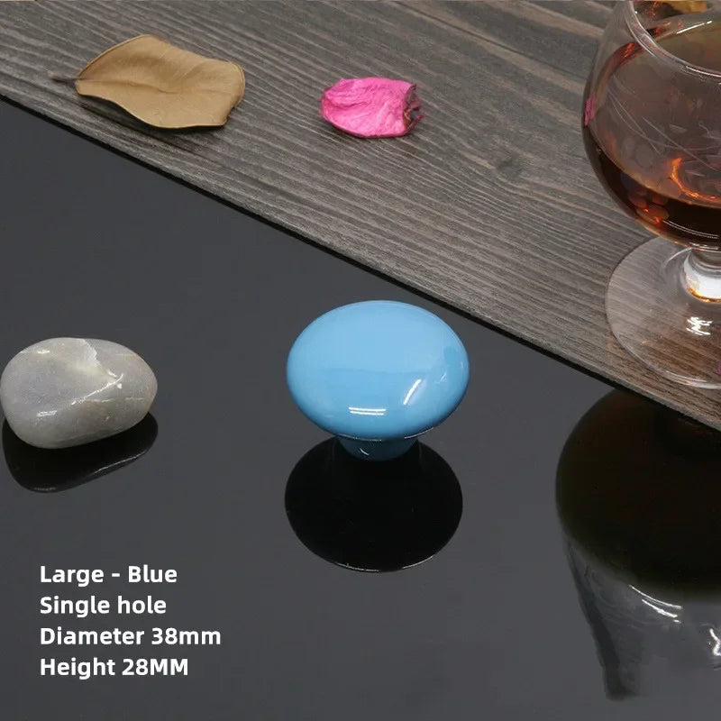 Colorful Ceramic Door Handles Round Cabinet Knobs Cupboard Drawer Wardrobe Pull Knob Furniture Candy Color Accessories