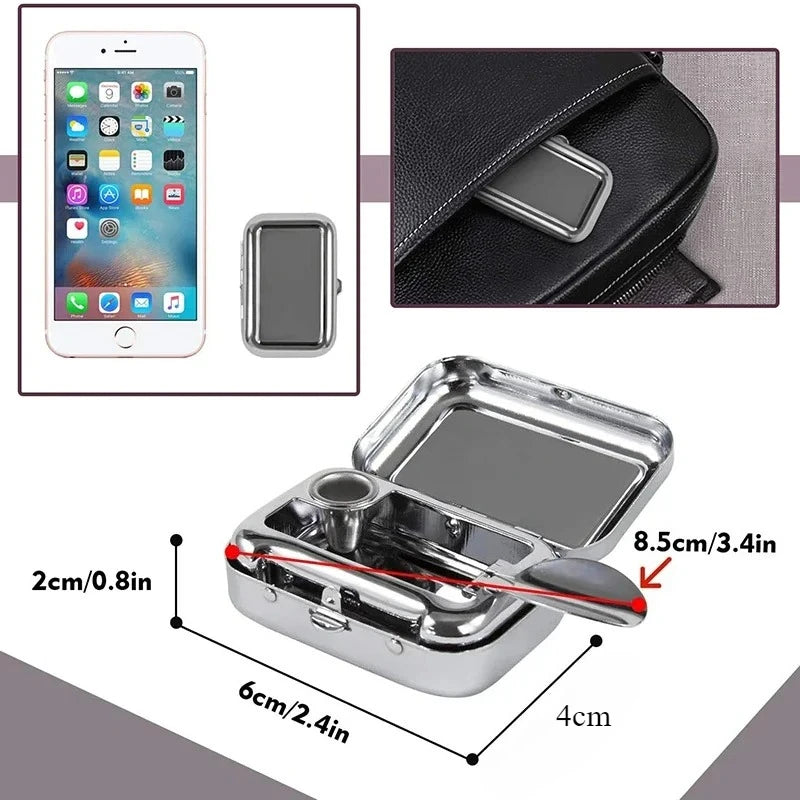 Mini Portable Metal Ashtray for Cars, Desk Ashtray with Lockable Lid, Pocket Ashtray, Gift for Men, 1Units.