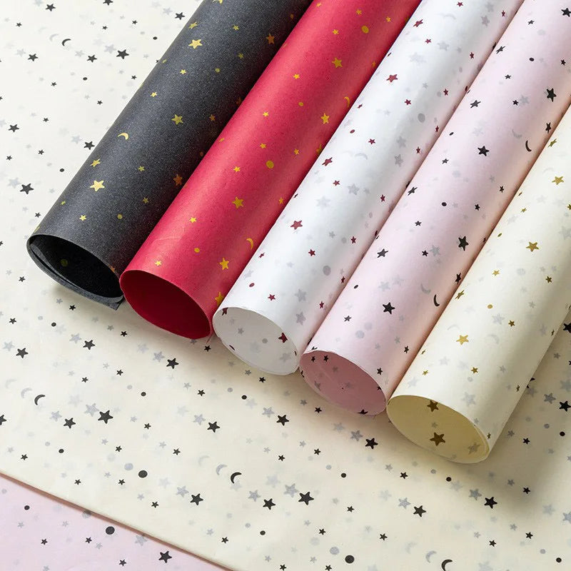 20pcs sheet Cotton Bouquet Flower Wrapping Paper Star Moon Sydney Paper Wrapping Paper Flower Wrapping Paper Cake Baking Gift
