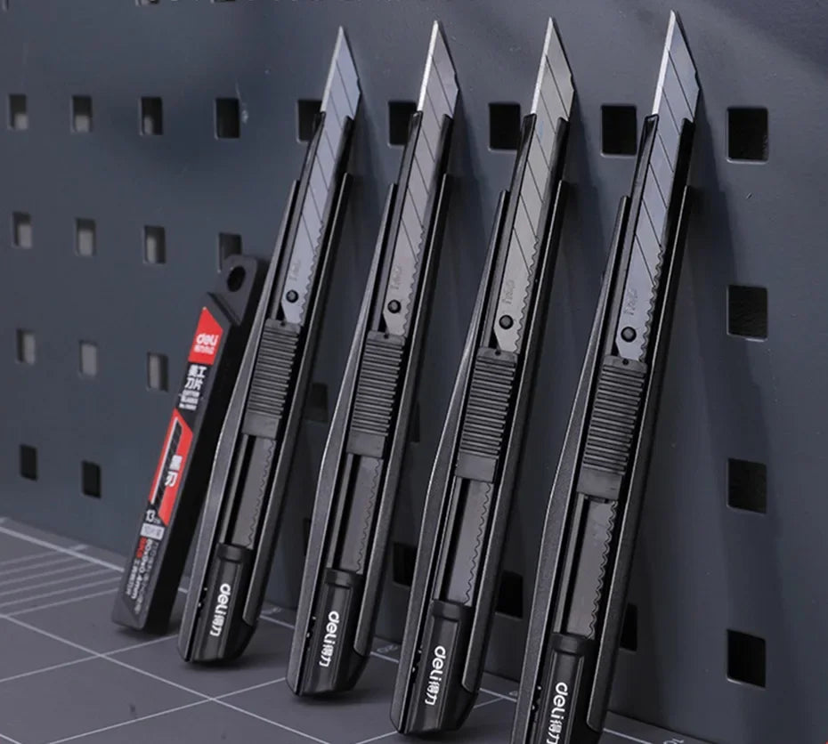 Deli Utility Knife Portable Pocket Box Cutter Retractable Paper нож 18MM 9MM Metal Blade for Office School Stationery Supplies