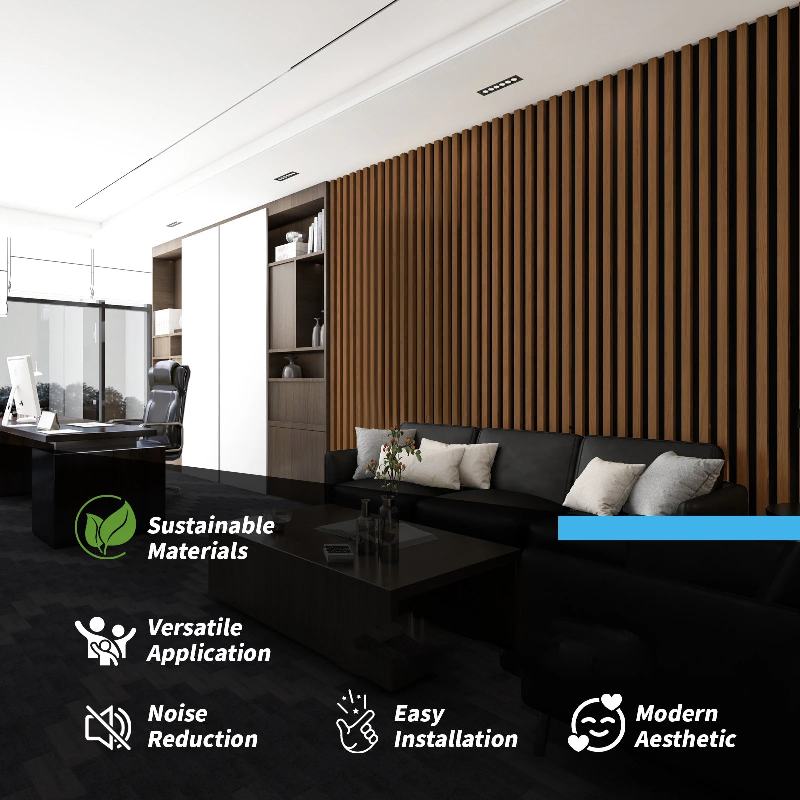 Art3d  4-Panels, Textured Wood-Look 3D Wall & Ceiling Tiles Noise Insulating MDF Grille Design,Acoustic Panels, 24" x 12"