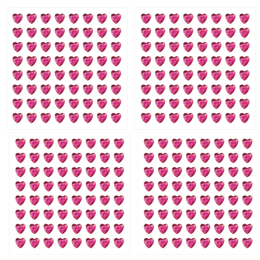 Bling Sparkly 3D Gem Acrylic Earrings Stickers Kids DIY Toys 6MM Self Adhesive Love Heart Rhinestone Crystal Stickers For Girls