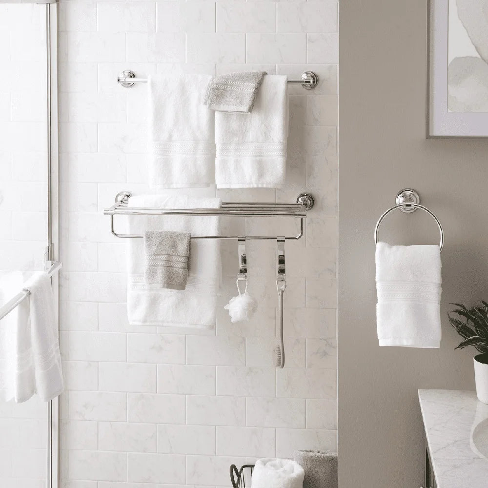 Over the Door Towel Bar Hooks Chrome Set of 2 Durable Steel Towels Hanging Storage Accessories Rust Resistant Hooks