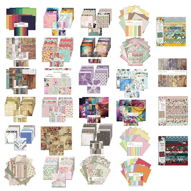 24 Sheets 30x30cm Craft Scrapbooking Paper Pad Watercolored Single-Side Printing Junk Journal Cardstock Supplies for Card