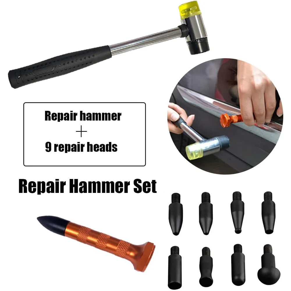 Super PDR Tool Kit, Professional Paintless Dent Repair Kit,Complete Auto Body Hail Dent Removal Tools with Glue Gun PDR Light