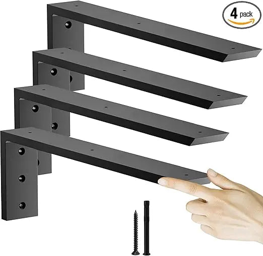 Heavy-Duty Granite Countertop Support Brackets, 16 Inch 4-Pack, 3/8 Thick, Premium Shelf L Brackets for Countertops