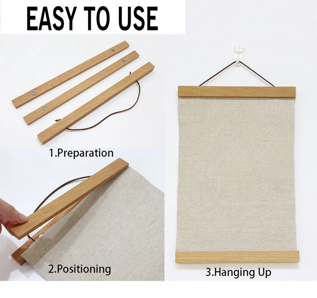 1PC Magnetic Wooden Poster Hanger Frames 5Colors Photos Wall Art Canvas Print Painting Teak Pine Wood Living Room Home Decor