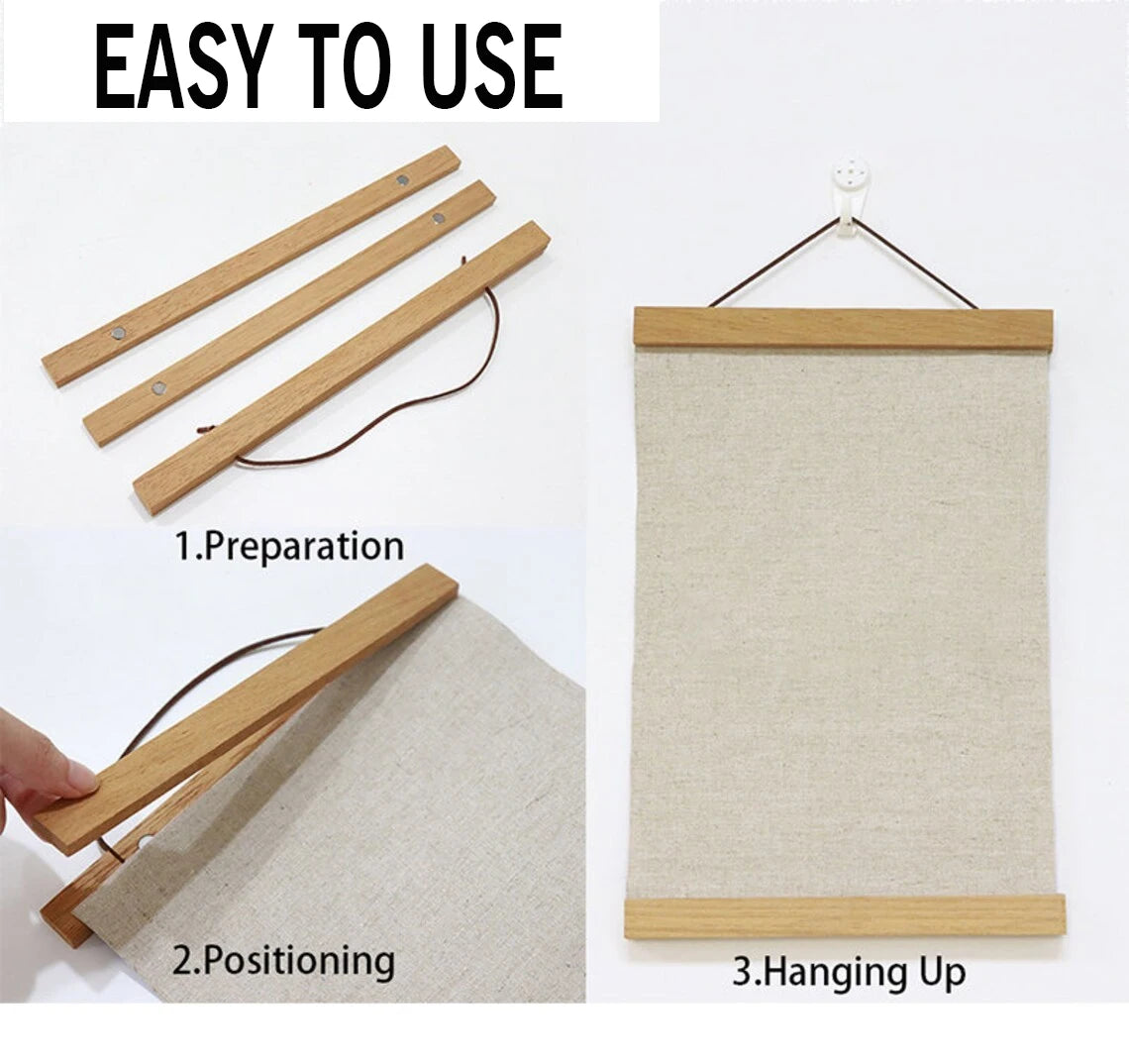 1PC Magnetic Wooden Poster Hanger Frames 5Colors Photos Wall Art Canvas Print Painting Teak Pine Wood Living Room Home Decor