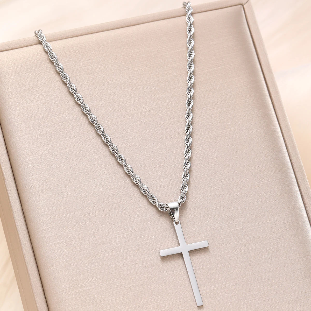 LLL New Stainless Steel Cross Pendant Necklace for Men Women Minimalist Gold Color Jewelry Male Female Necklaces Chokers Gifts
