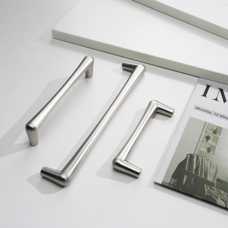 Nickel Brushed Kitchen Cabinet Pulls Silver Wardrobe Drawer Handles Zinc Alloy Single Hole Knobs Modern Furniture Door Handles
