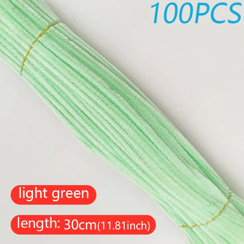 100PCS Colorful Twisted Rod DIY Handcraft Bar Wire Imaginative Wool Root Fluffy Bar Iron Wire Sticks Art Kids Educational Toys