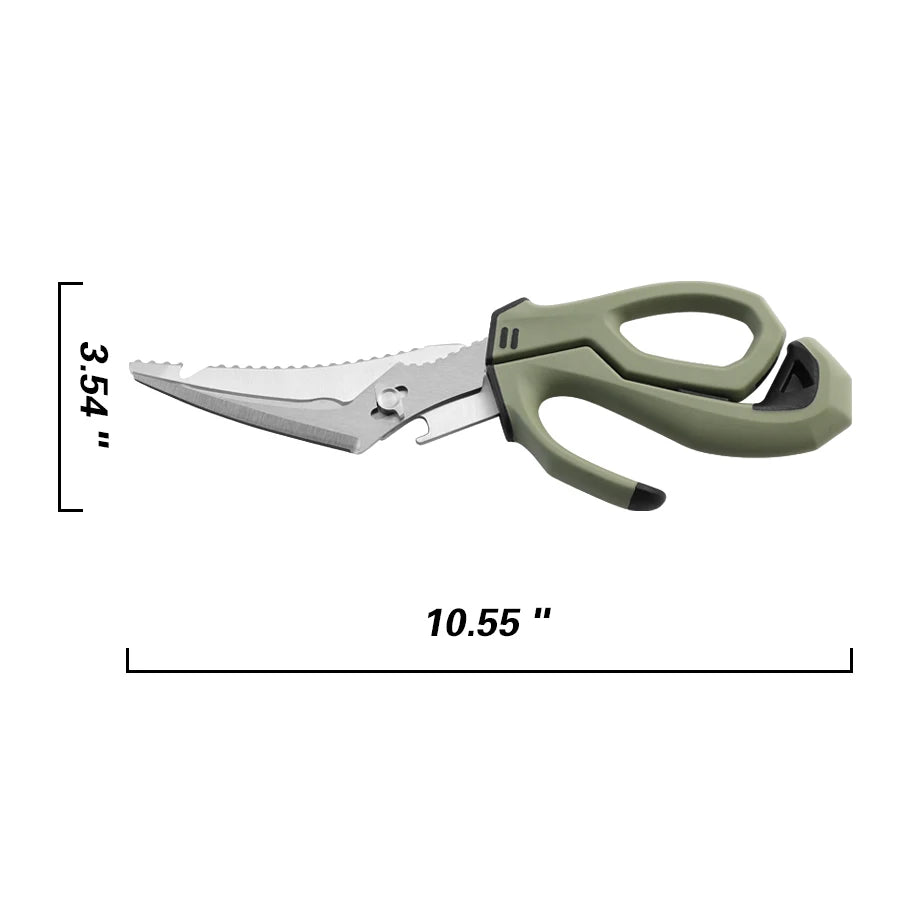 Multifunctional stainless steel detachable kitchen scissors, fishing scissors with fish bone remover, non-slip handle