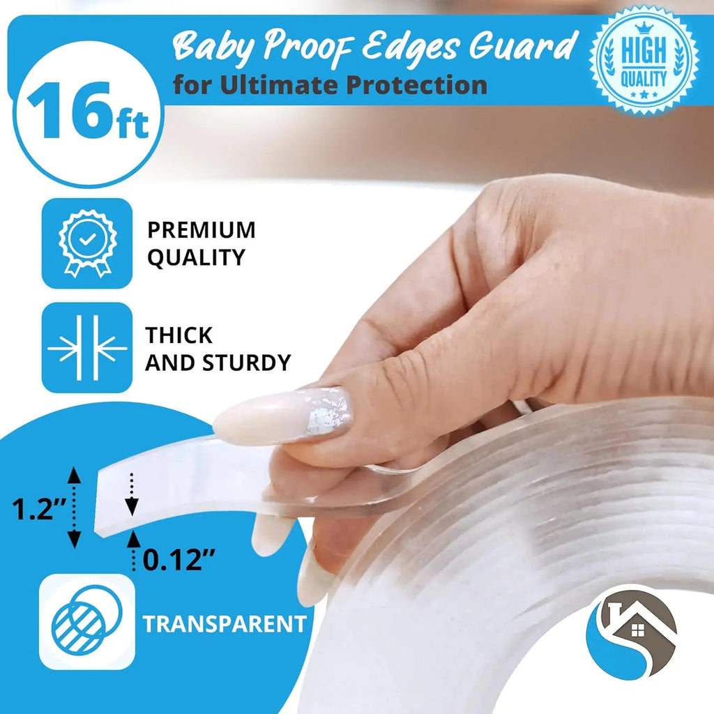 15ft Clear Self-Adhesive Corner & Edge Protectors for Baby Safety on Furniture and Tables