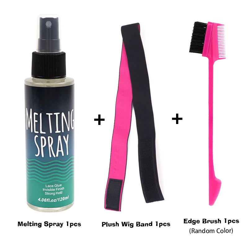 120Ml  Lace Bonding Adhesive Melting Spray For Lace Front Wig 3Pcs Wig Install Tools Soft 3Cm Lace Melting Band With Edge Brush