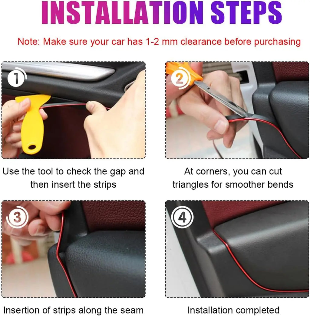 Car Interior Trim Strips, 16.4ft Auto Decoration Styling Door Dashboard, DIY Vehicle Interior Filler Insert Flexible Strip with