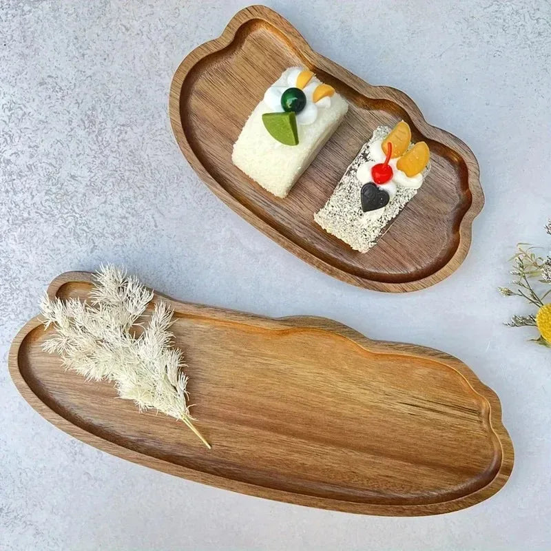Japanese-Style Wooden Coffee Trays for Fruit Desserts Candies Bread Snacks Cakes Food Table Trays