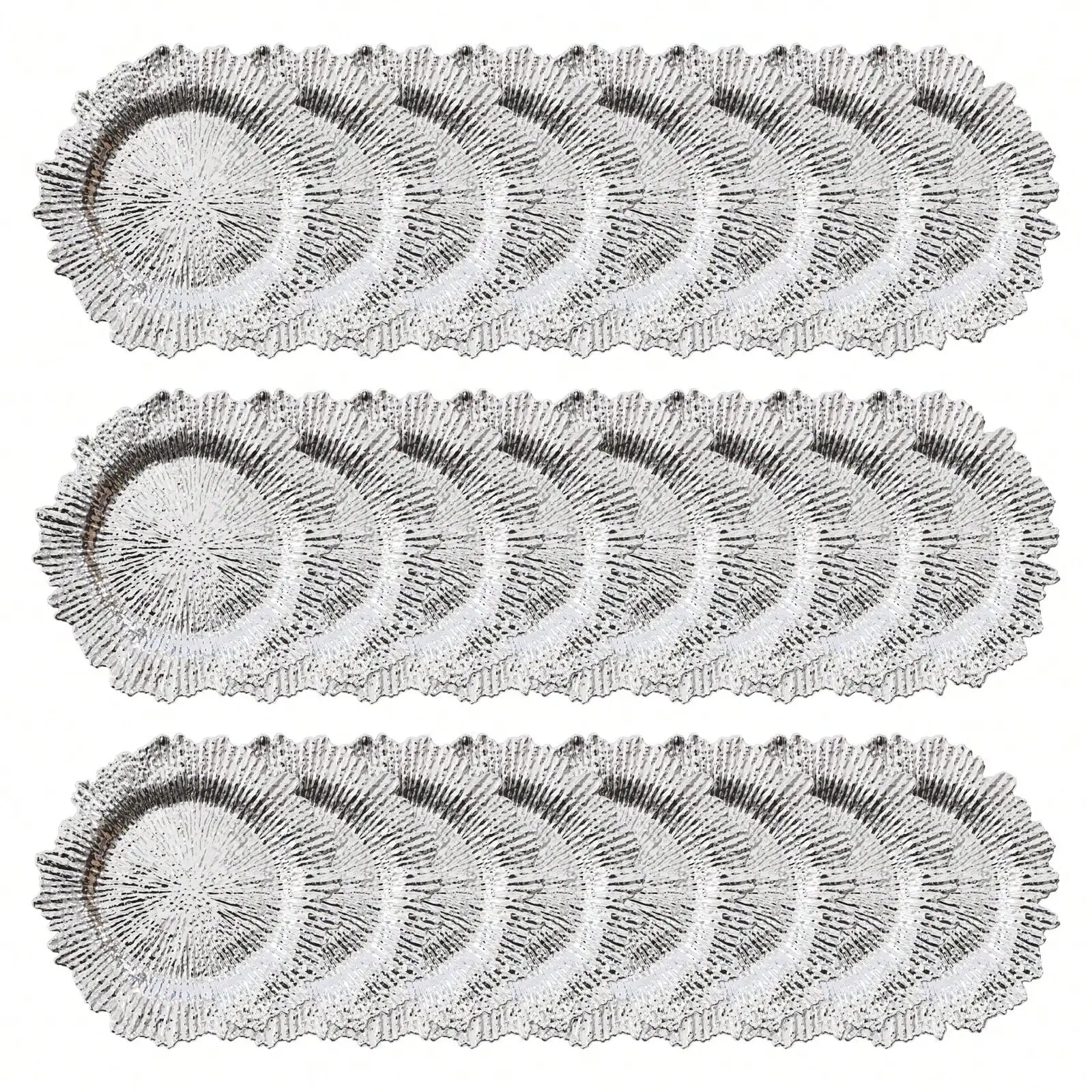 24PCS Charger Plates 12.6" Round Plastic Reef Plate Chargers With Flora Reef Design For Wedding, Party