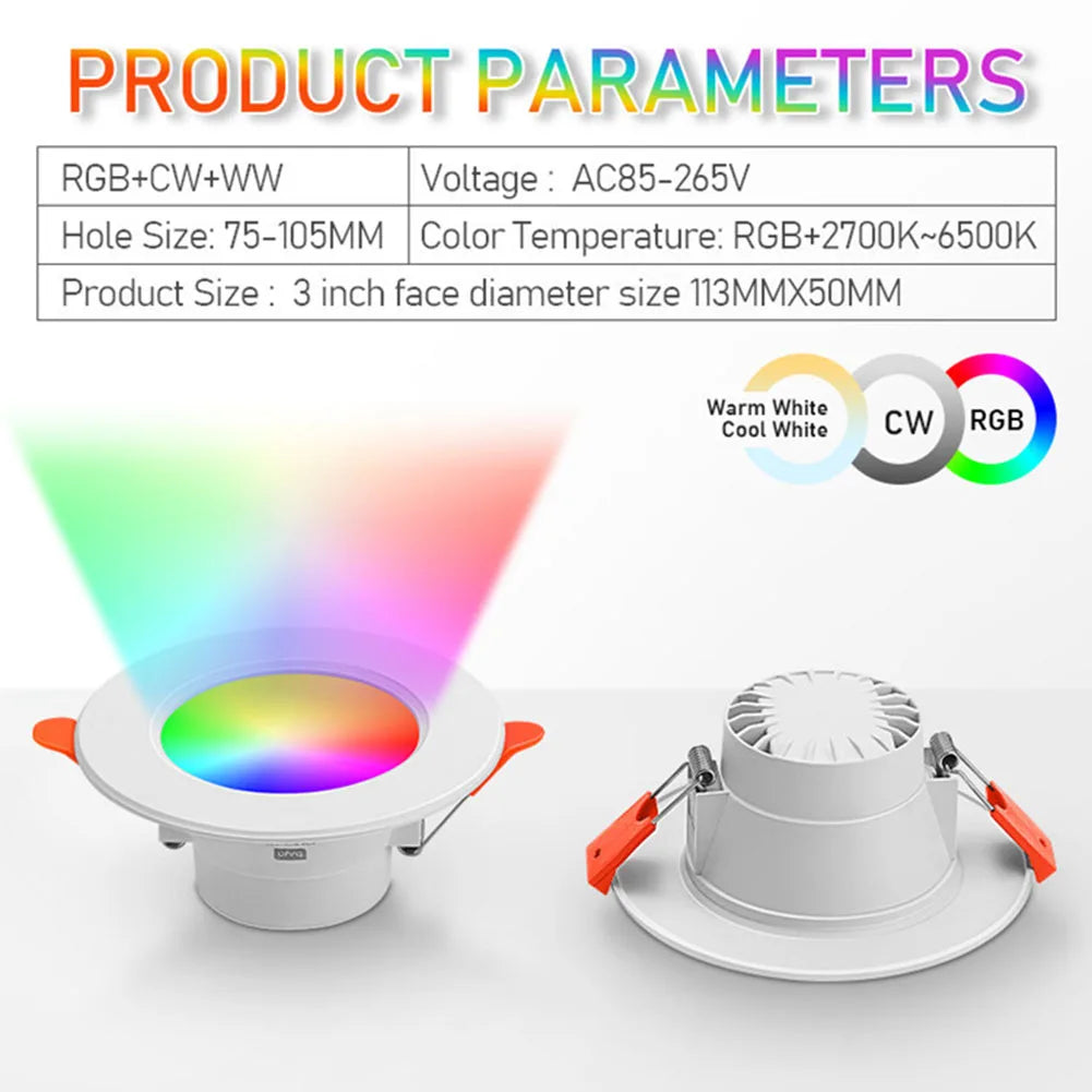 1-15PCS LED Downlight WiFi TUYA 110/220V Dimmable Spot Light Recessed Round Light Spot Bluetooth Lamp For Alexa Google Home