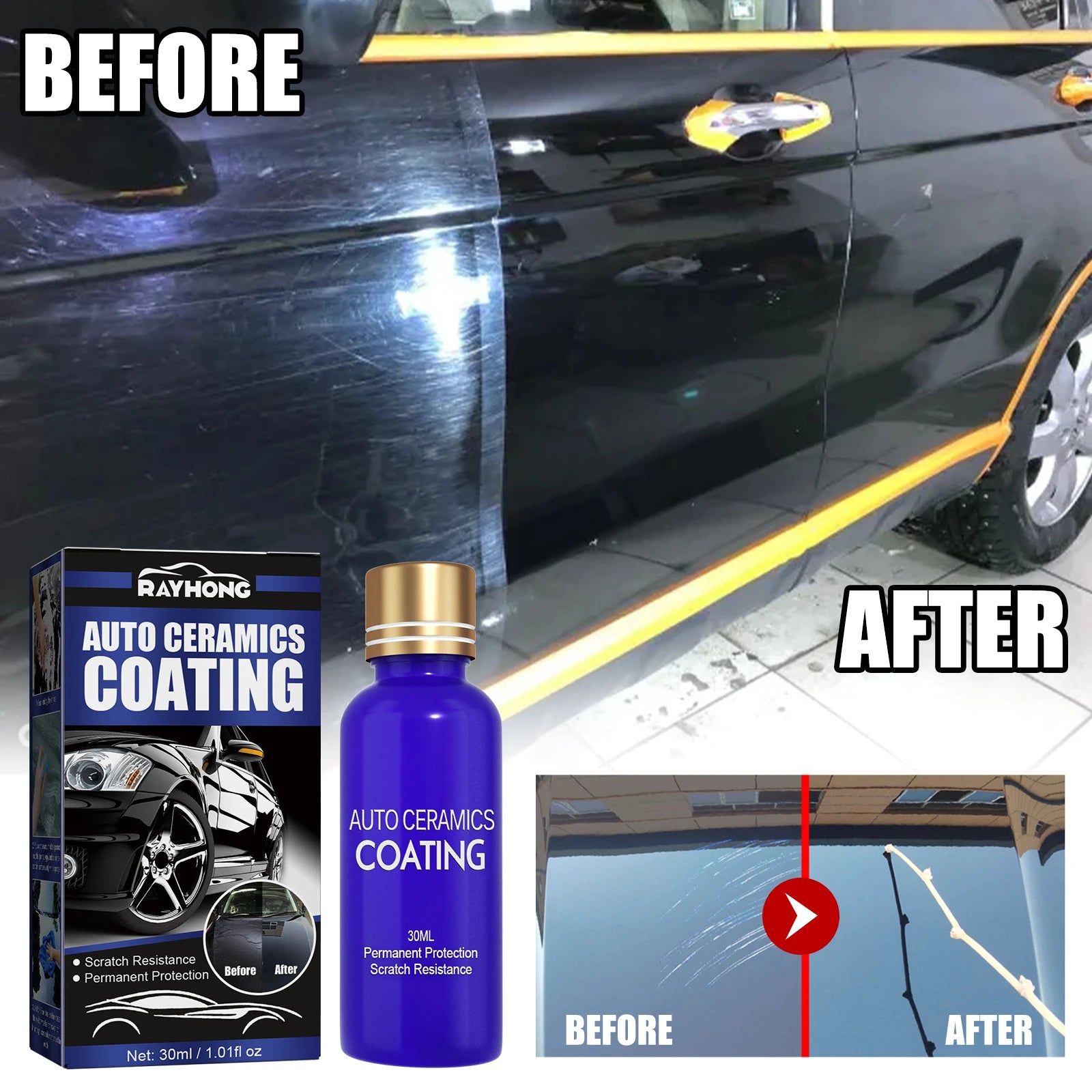 Hydrophobic Polish Coating Agent with Sponge Car Repairing Spray Dustproof Car Ceramic Coating Liquid Waterproof Car Paint Care