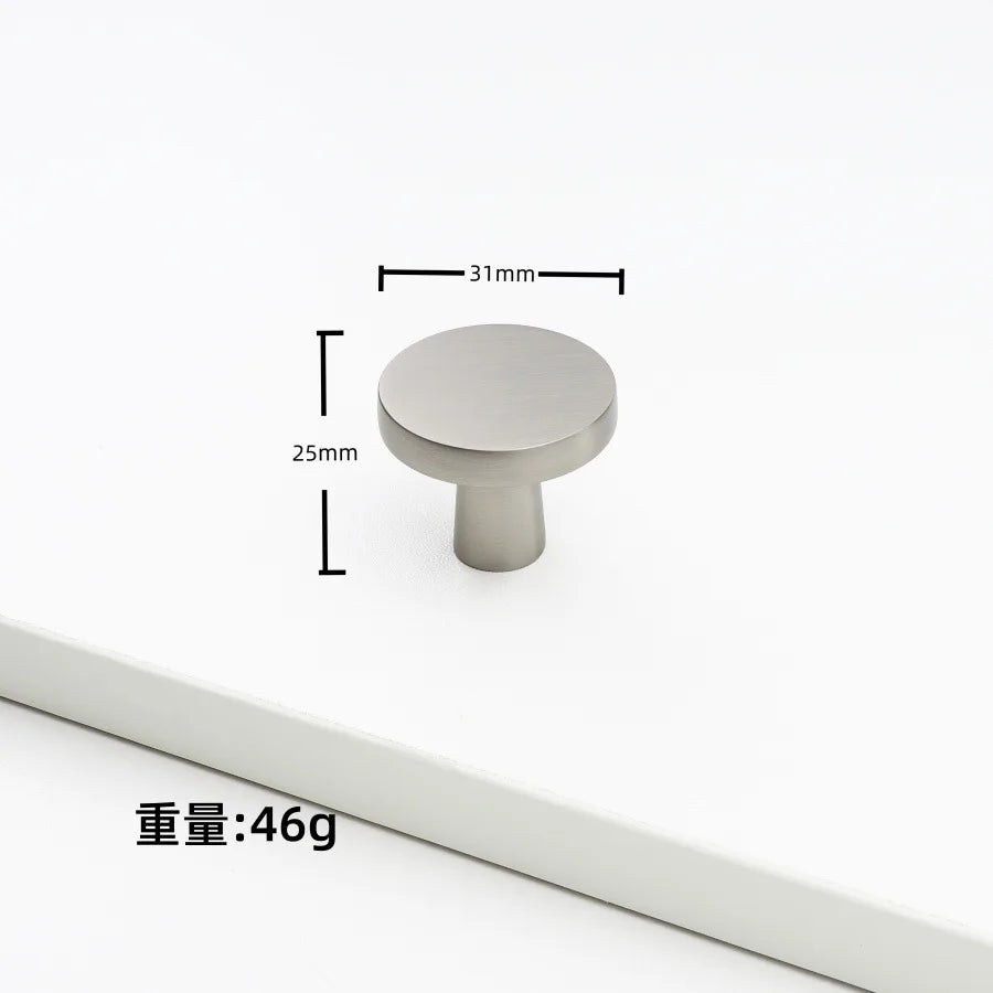 Nickel Brushed Kitchen Cabinet Pulls Silver Wardrobe Drawer Handles Zinc Alloy Single Hole Knobs Modern Furniture Door Handles