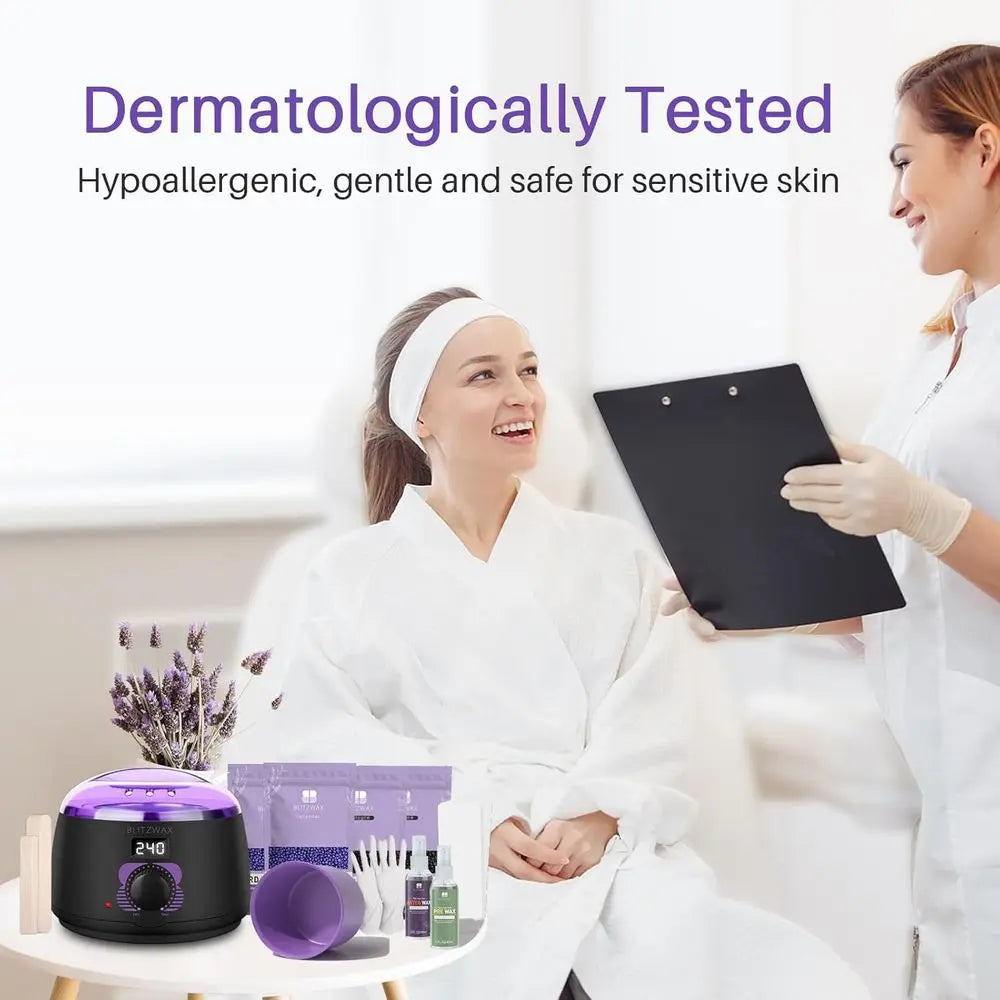 Brazilian and Bikini Waxing Kit for Women, Hard Wax Warmer, Legs and Body Hair Removal Kit, Beginner Friendly, Digital Fast Heat