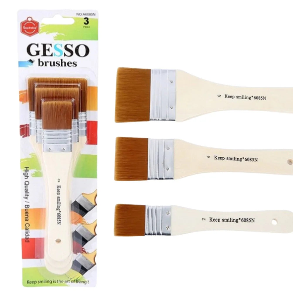 Paint Brush, Flat Bright Paint Brushes Craft Basecoating Paint Brushes with Wooden Handle for Acrylic, Oil, Watercolorercolor