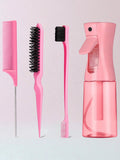 4pcs Slick Back Hair Brush Set With Hair Spray Bottle, Edge Brush Hair Brush Rat, Tail Comb Teasing Brush For Smoothing Baby Hai