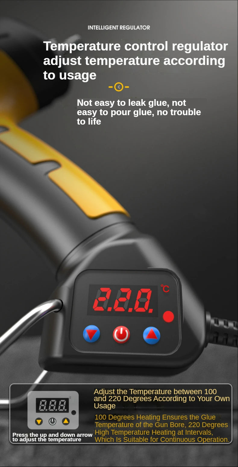 800W Professional Hot Melt Glue Gun Digital Adjustable Temperature Copper Nozzle 11 Mm Glue Sticks Industrial Tools Silicone Gun