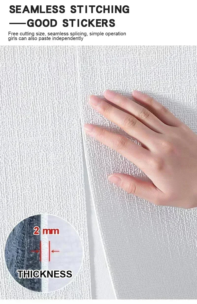 3D Imitation Linen wallpaper Self-adhesive Thickened Background wallpaper Bedroom Renovation Home Decor PVC Foam Wall Sticker