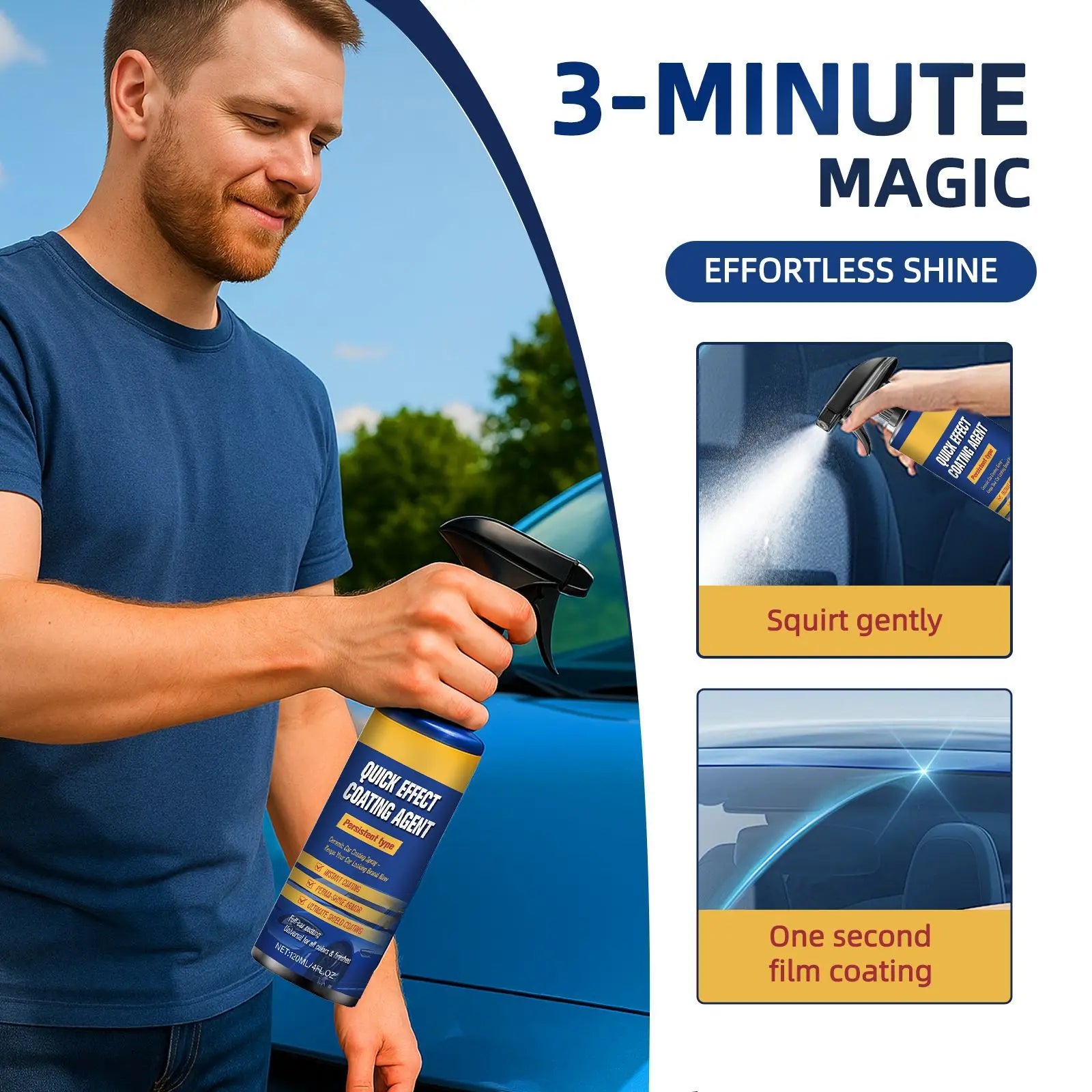 Car Coating Spray,Quick Effect Coating Agent,Car Scratch Wax Polish Spray Liquid