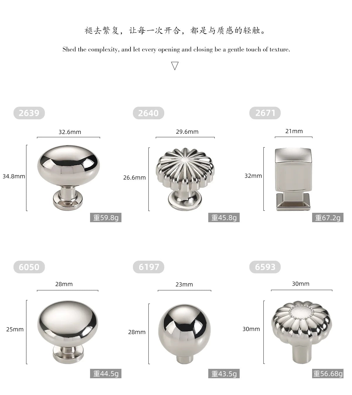 French titanium-silver cabinet door handle Solid zinc-alloy Cupboard & wardrobe pulls single-hole drawer knob  Furniture handle